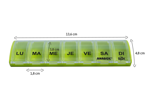 Dimensions du pilulier Box7