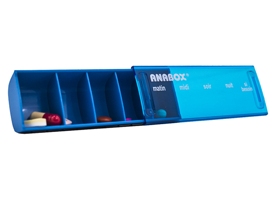 Pilulier journalier bleu Anabox - 4 cases