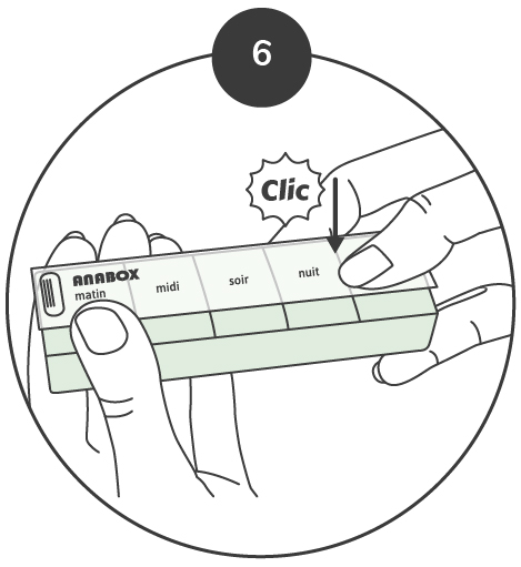 Utilisation du pilulier journalier Anabox - étape 6