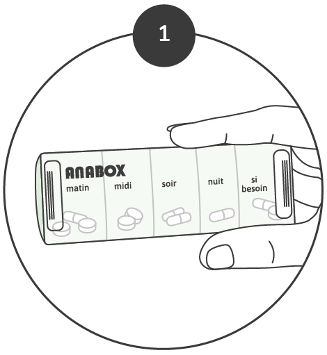 Utilisation du pilulier journalier Anabox - étape 1