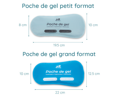 Dimensions poche de gel cryothérapie périnéale 