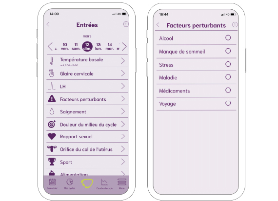 Présentation des différentes entrées de l'application cyclotest